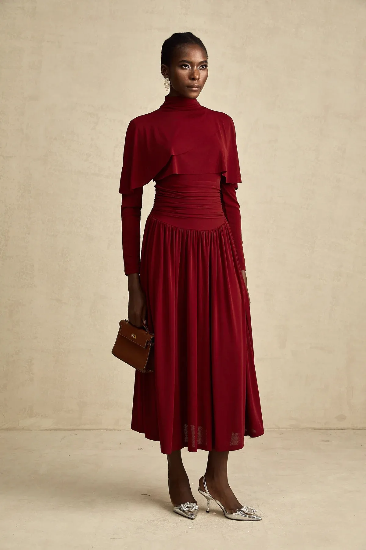 Dianna | Winered Ruched Maxi Dress