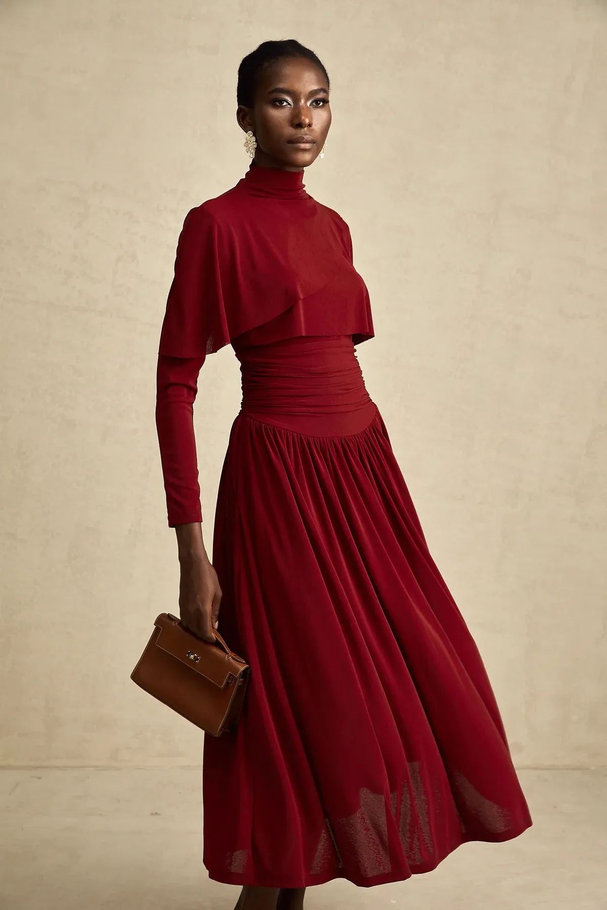 Dianna | Winered Ruched Maxi Dress
