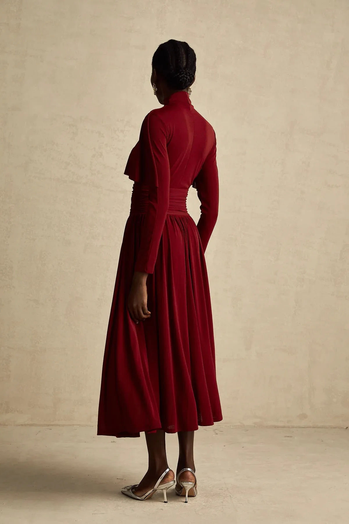 Dianna | Winered Ruched Maxi Dress