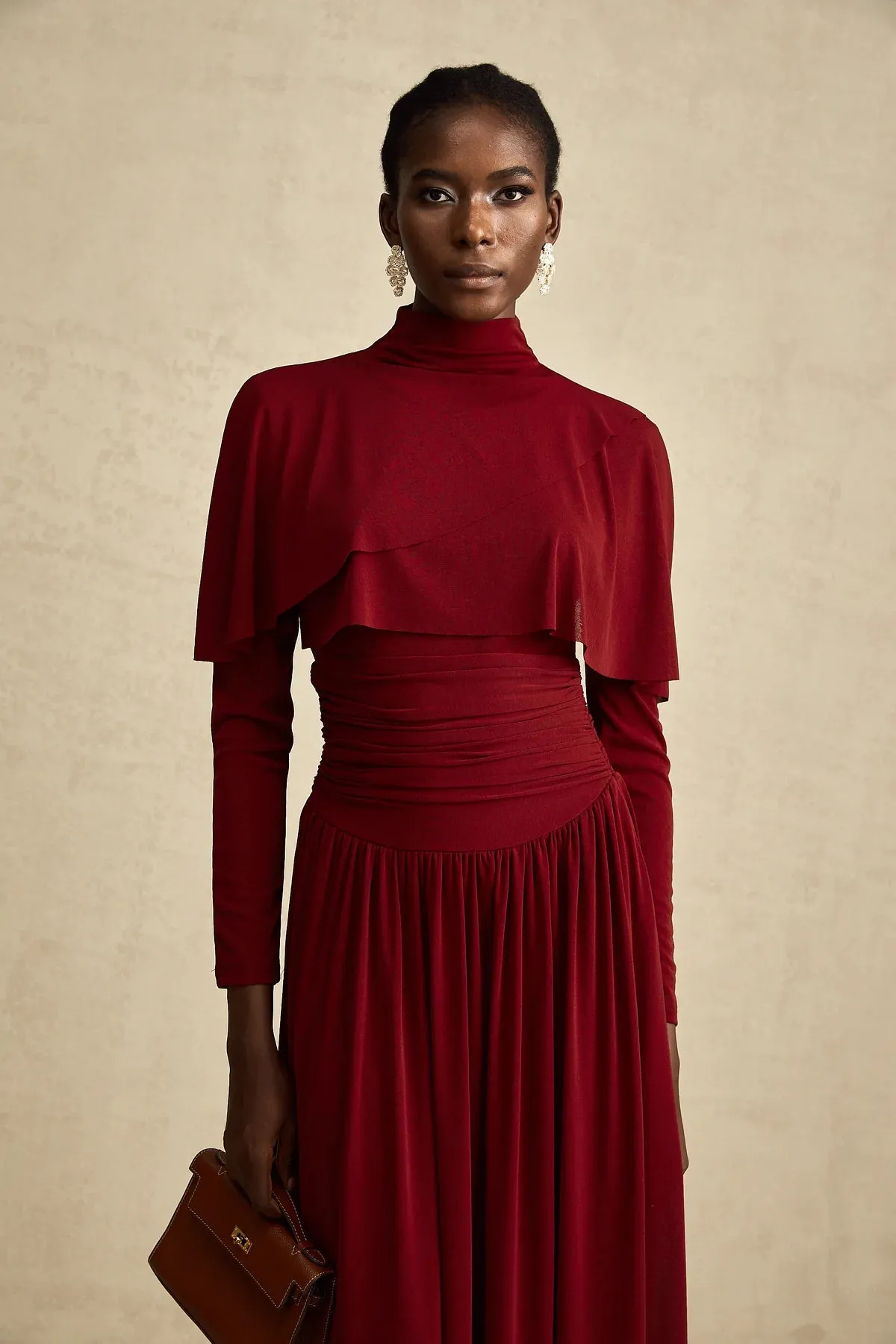 Dianna | Winered Ruched Maxi Dress
