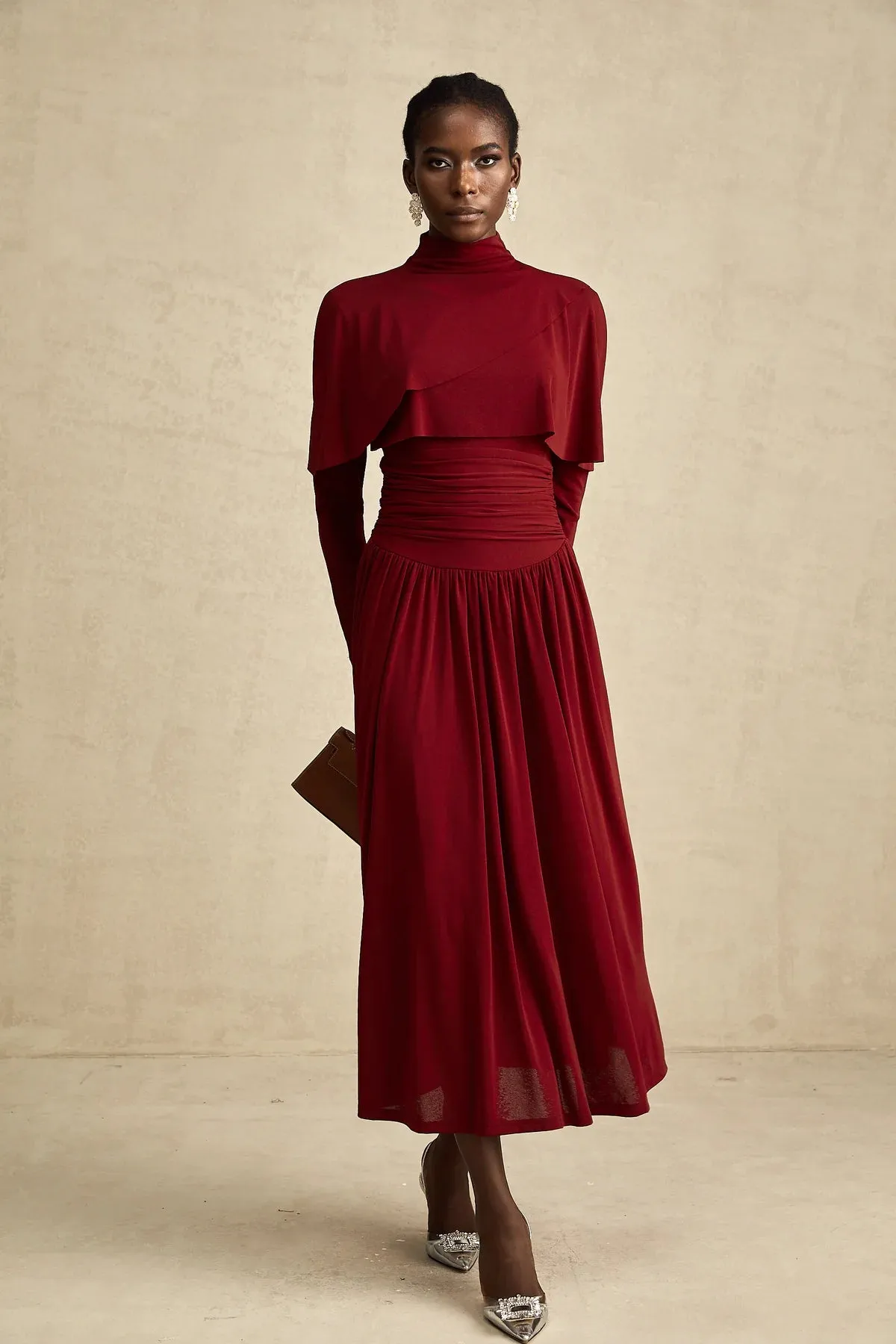 Dianna | Winered Ruched Maxi Dress