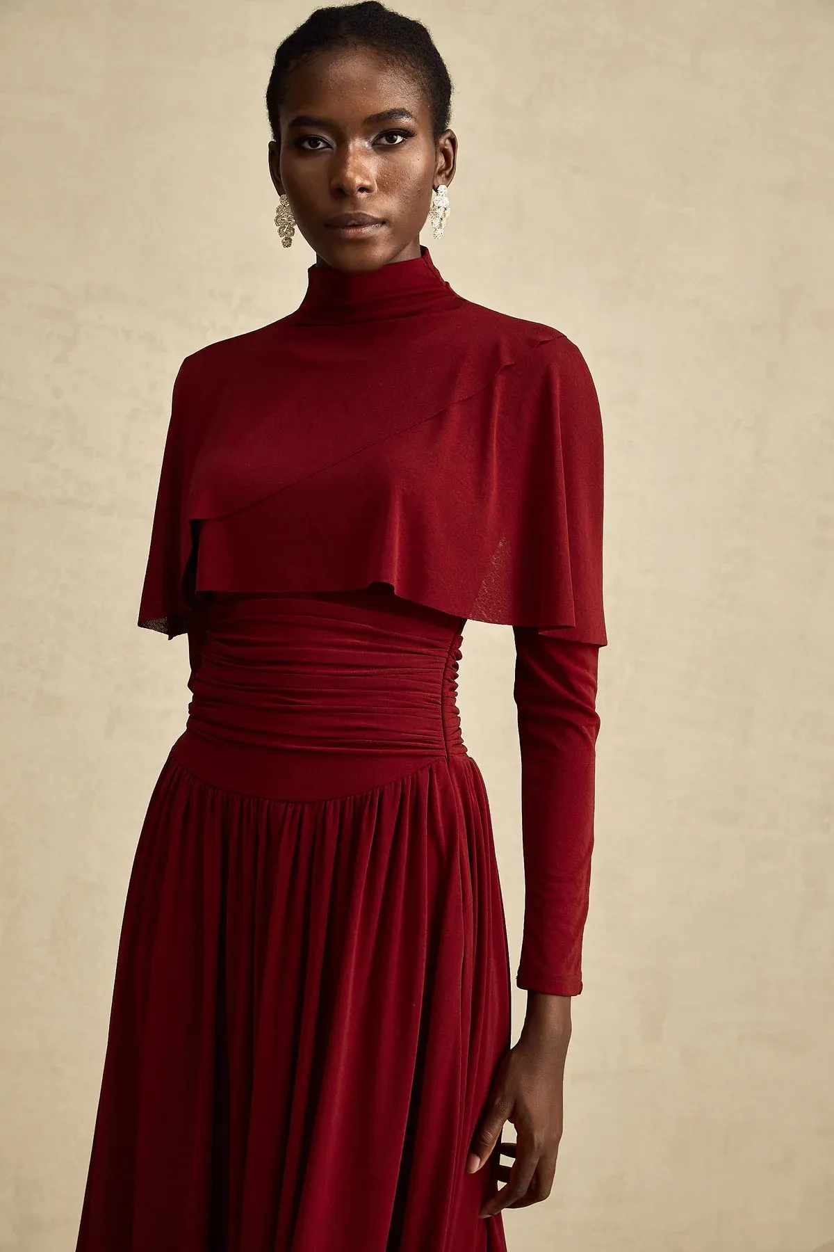 Dianna | Winered Ruched Maxi Dress