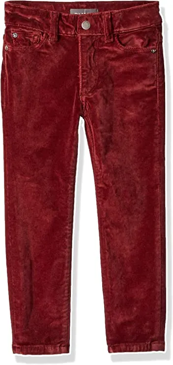 DL1961 Girls' Little Toddler Chloe Skinny Fit Velvet Pant, Crush, 4