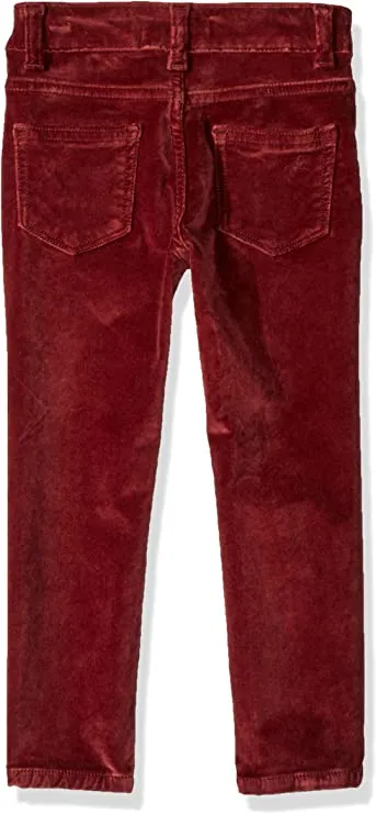 DL1961 Girls' Little Toddler Chloe Skinny Fit Velvet Pant, Crush, 4