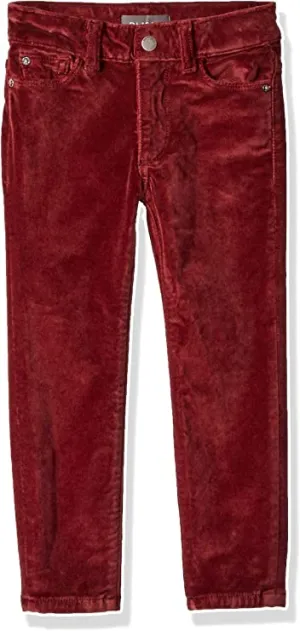 DL1961 Girls' Little Toddler Chloe Skinny Fit Velvet Pant, Crush, 4