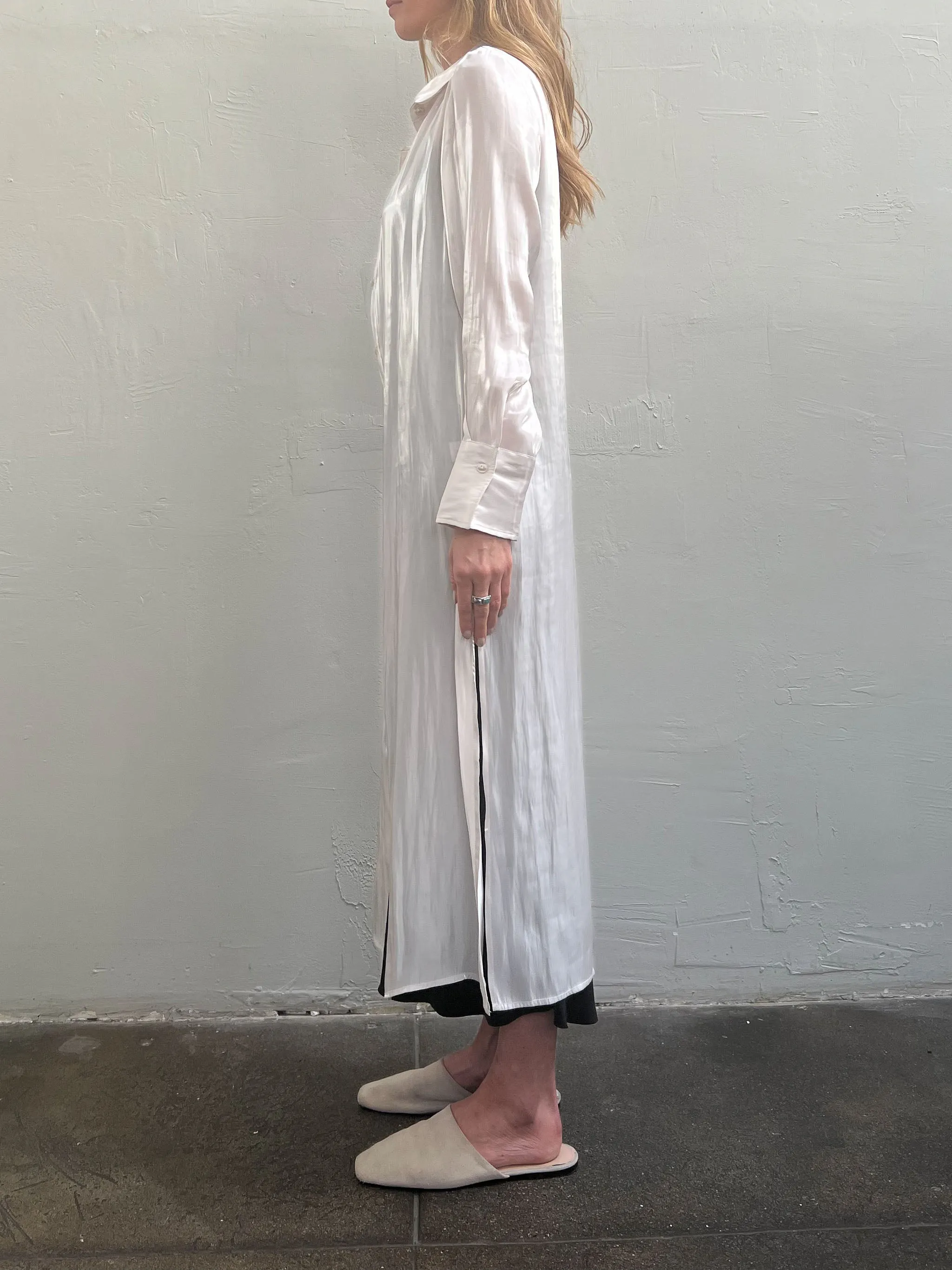 Dria Leon Stella Lurex Shirt Dress - Silver
