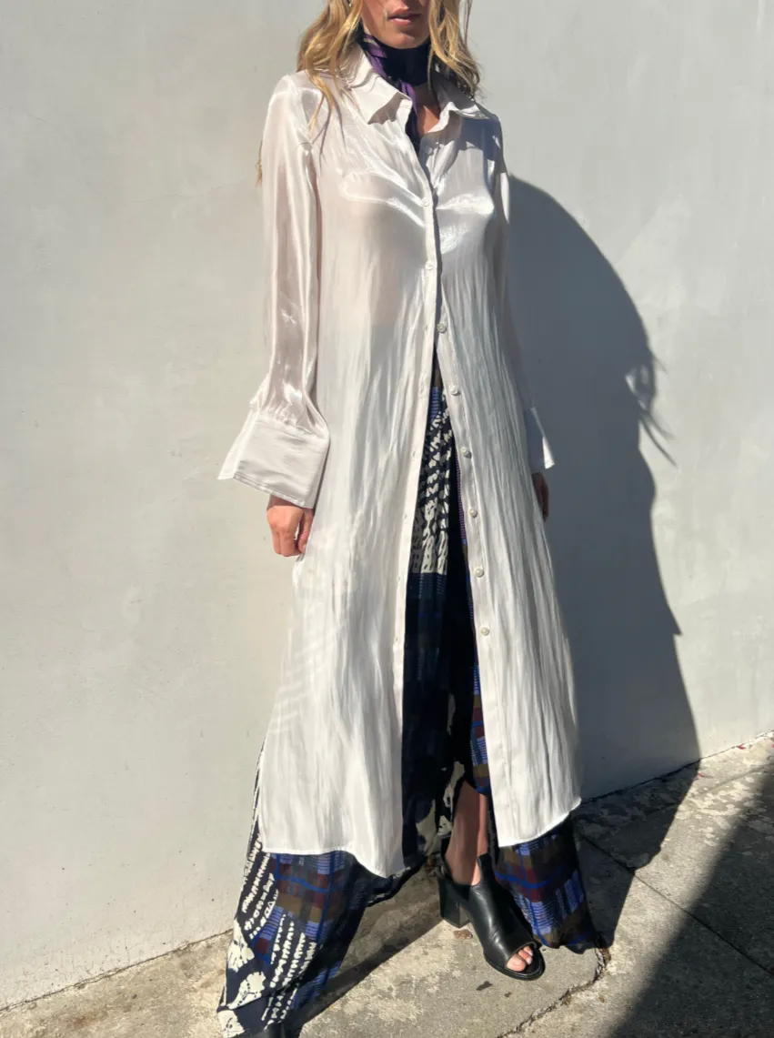 Dria Leon Stella Lurex Shirt Dress - Silver