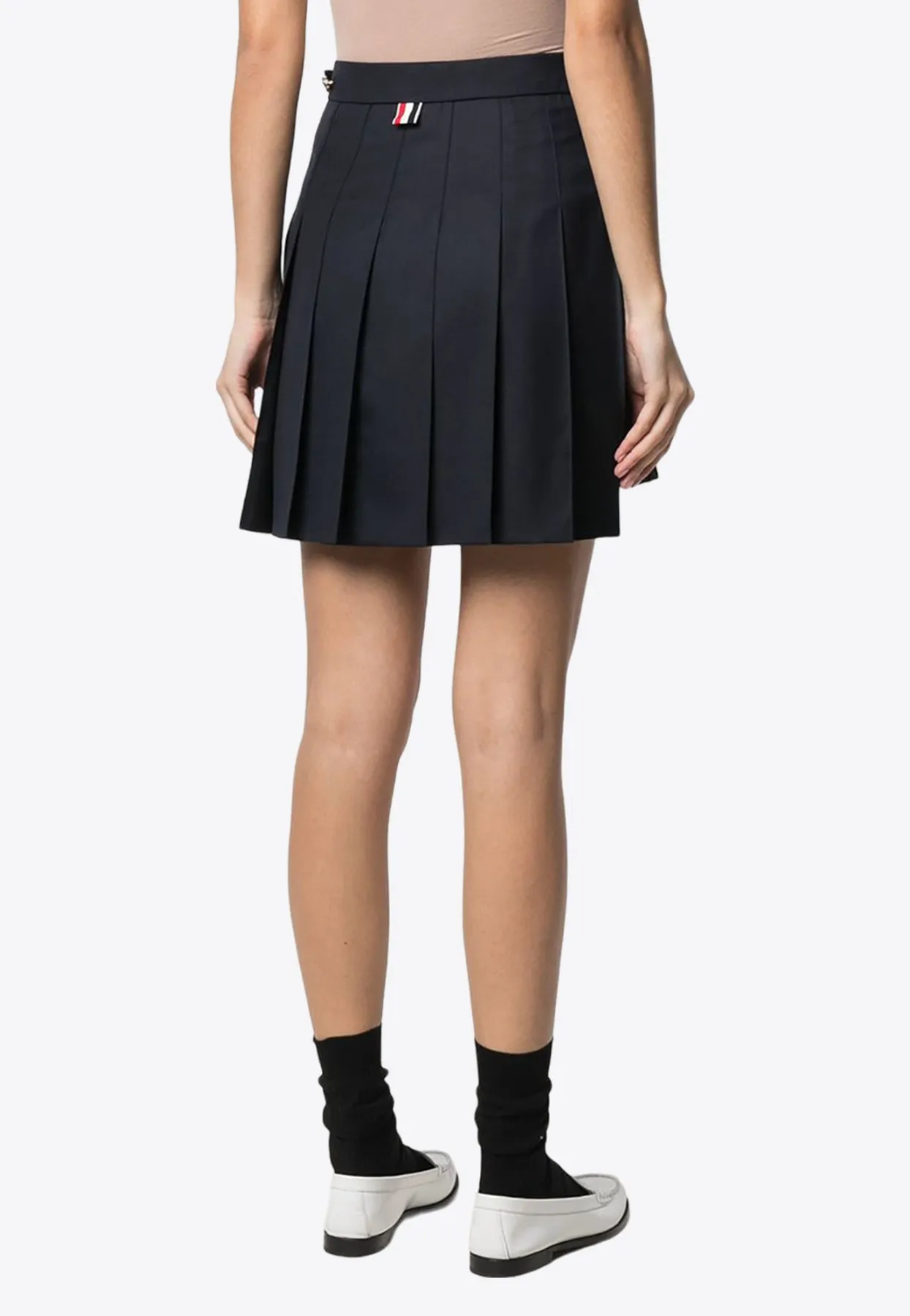 Dropped Back Pleated Mini Skirt
