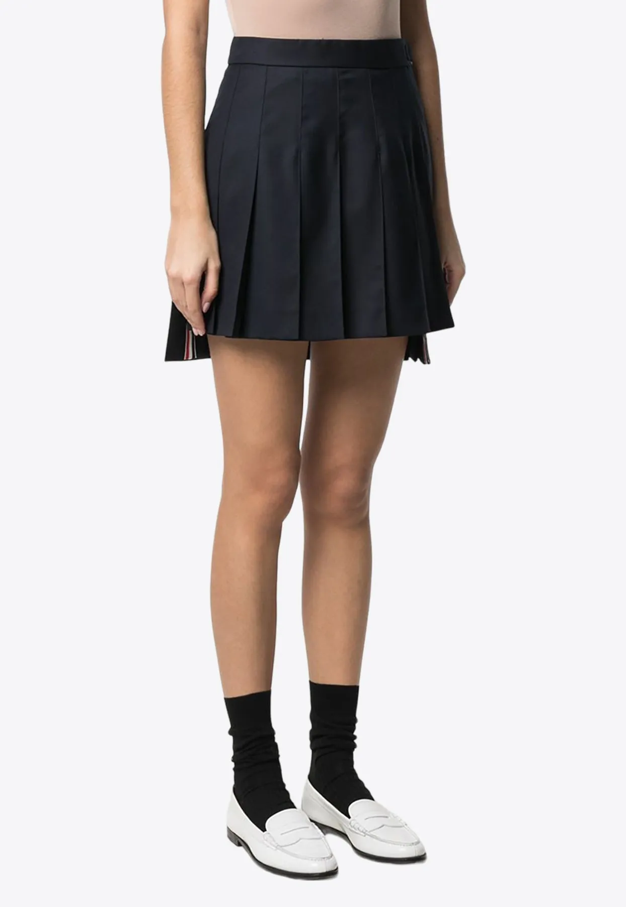 Dropped Back Pleated Mini Skirt