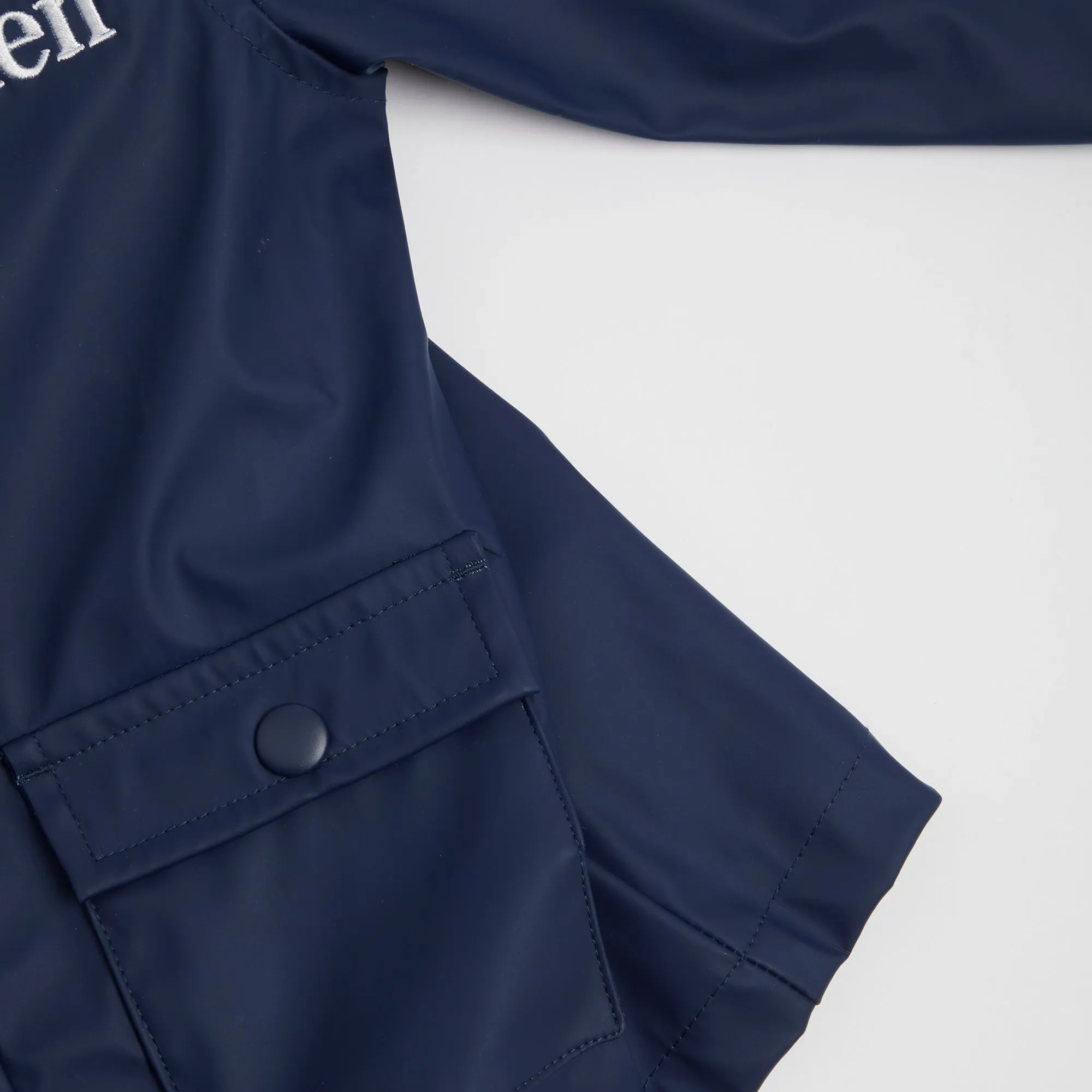 Embroidered Navy Rain Jacket