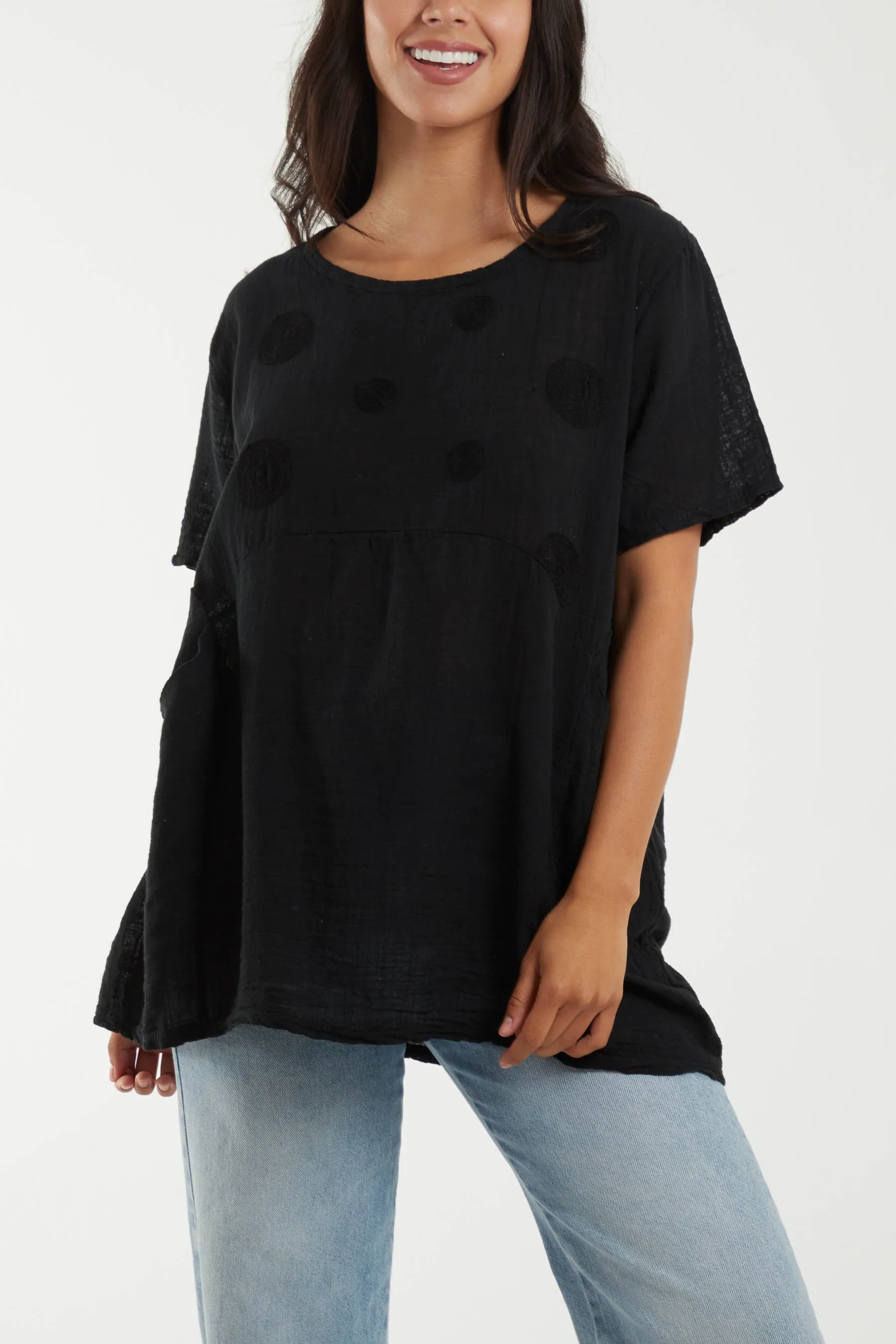 Embroidery Spirals Pocket Top