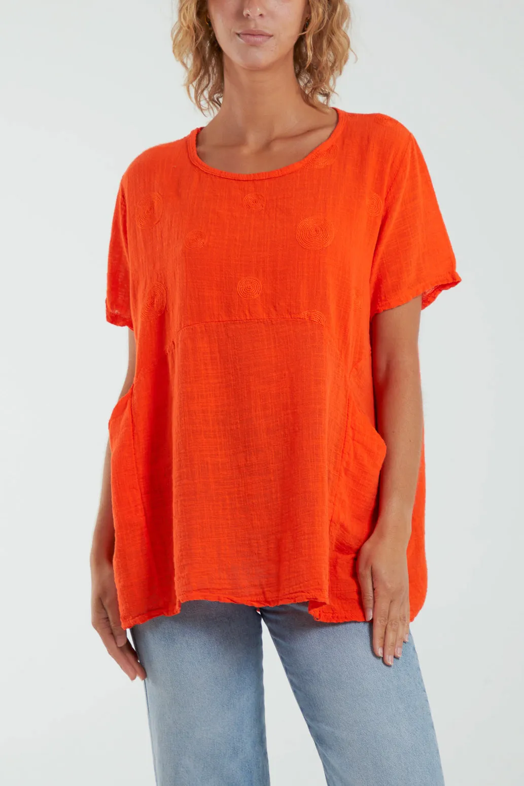 Embroidery Spirals Pocket Top