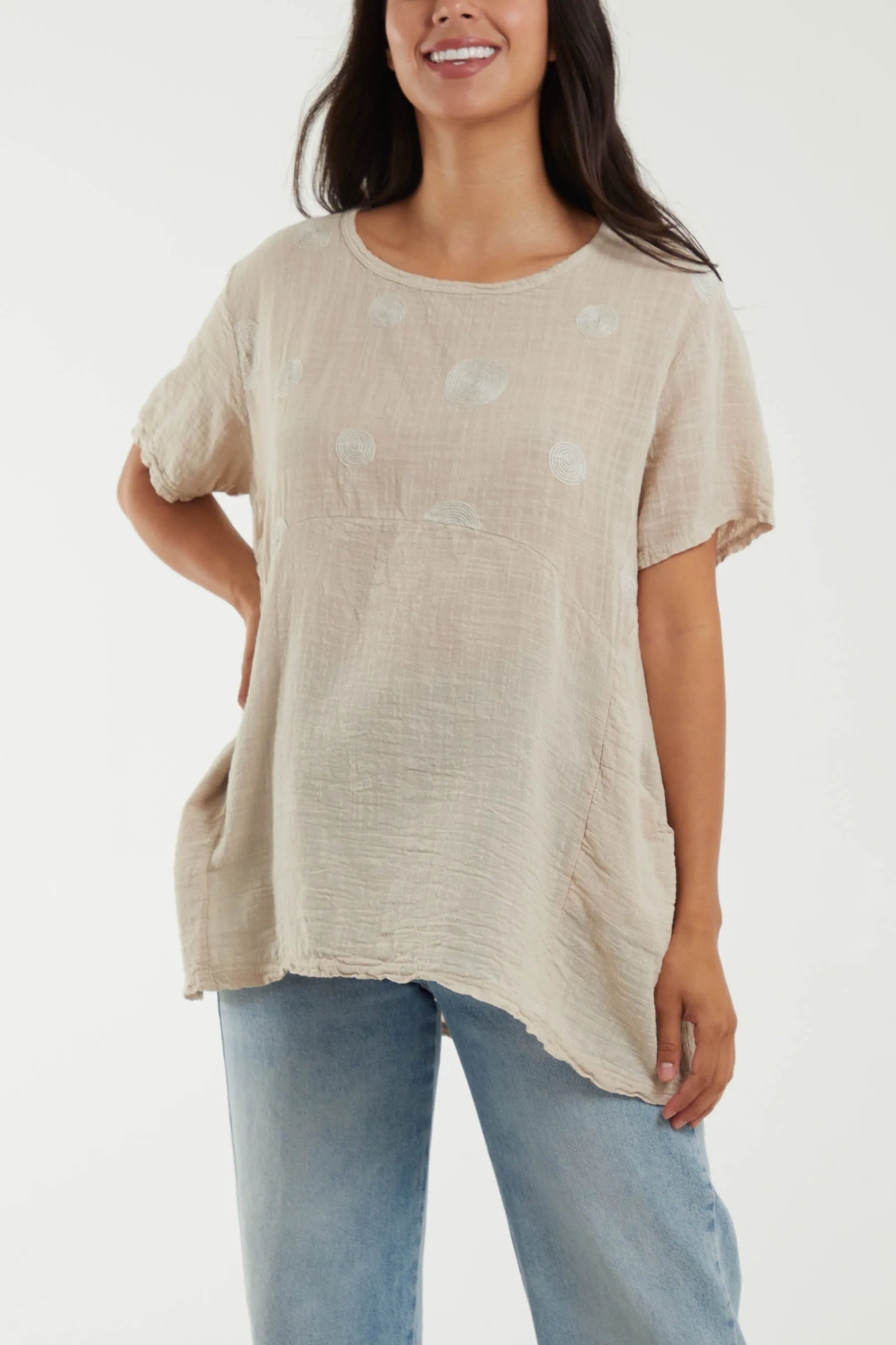 Embroidery Spirals Pocket Top