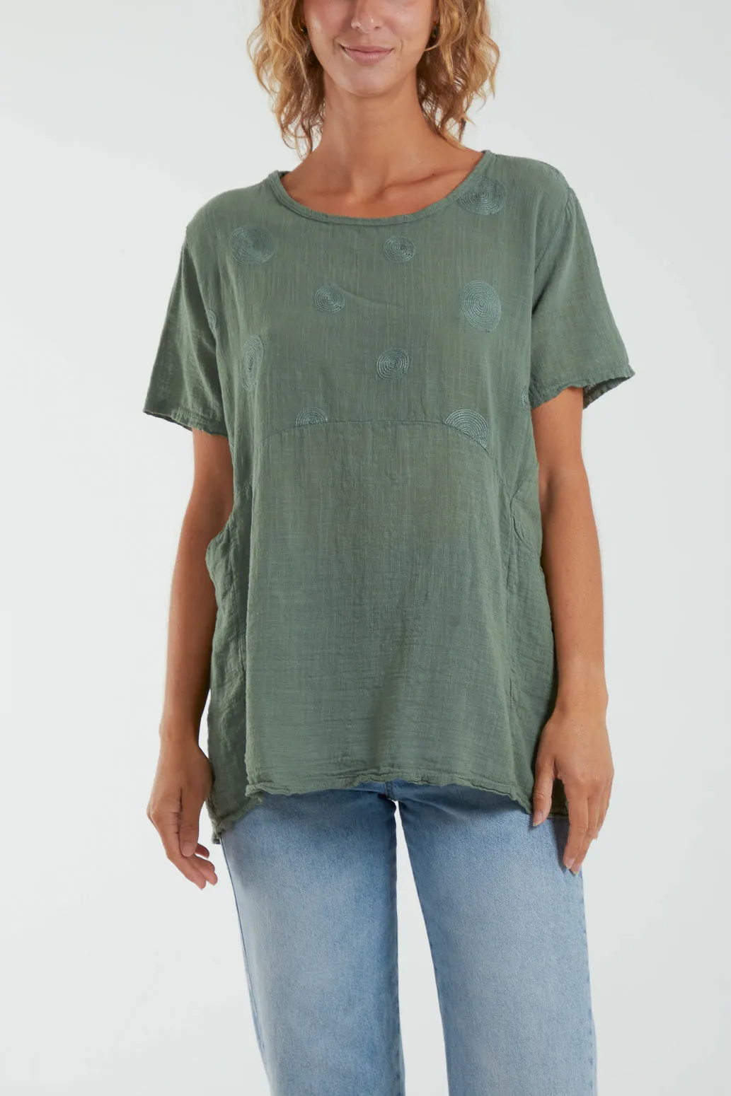 Embroidery Spirals Pocket Top