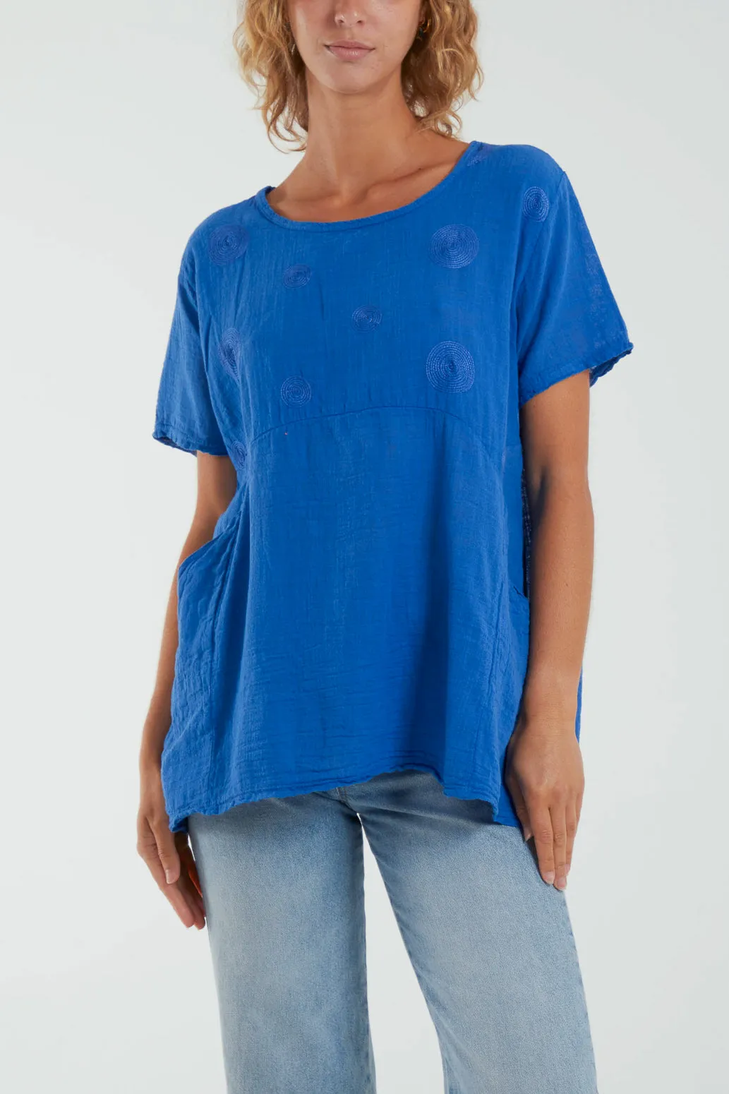 Embroidery Spirals Pocket Top