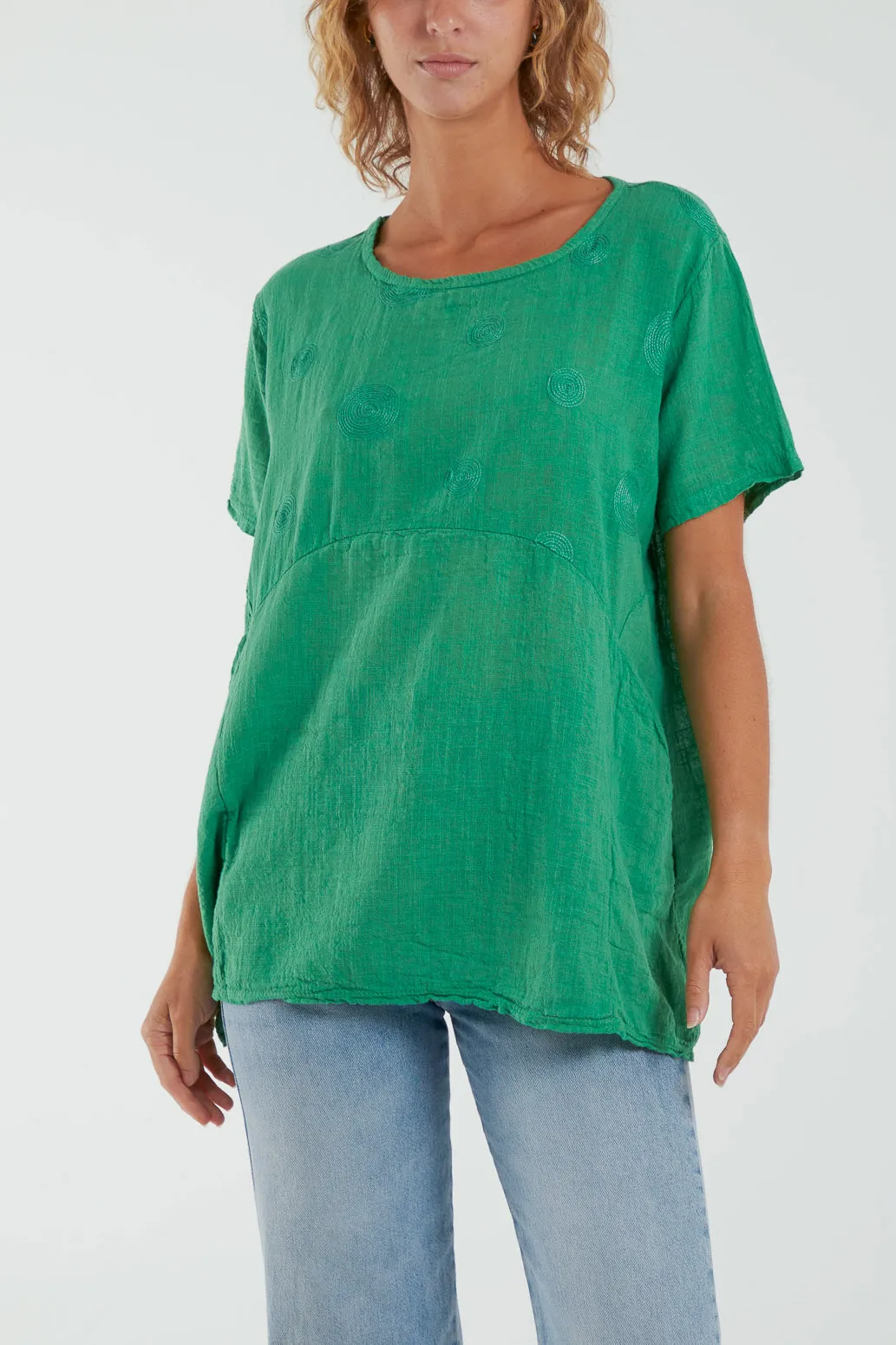 Embroidery Spirals Pocket Top