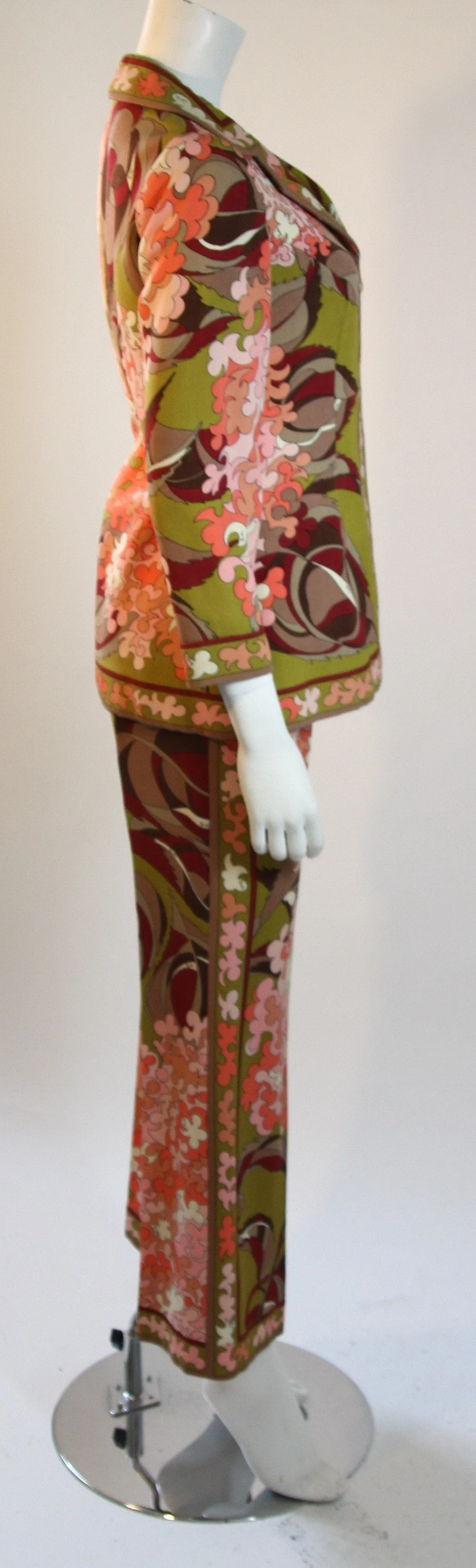 EMILIO PUCCI Olive 2 pc Printed Pant Suit
