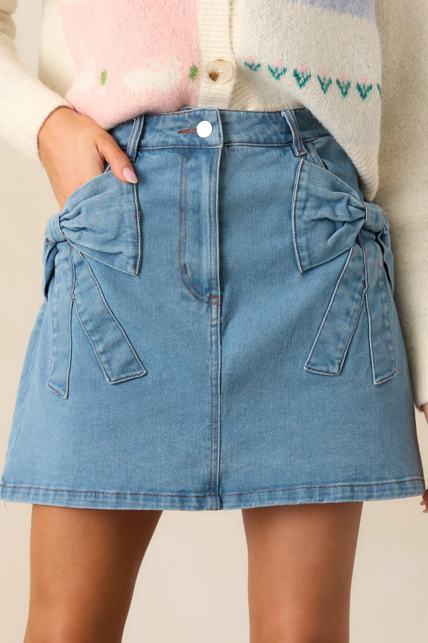Feel The Rush Light Wash Denim Mini Skirt