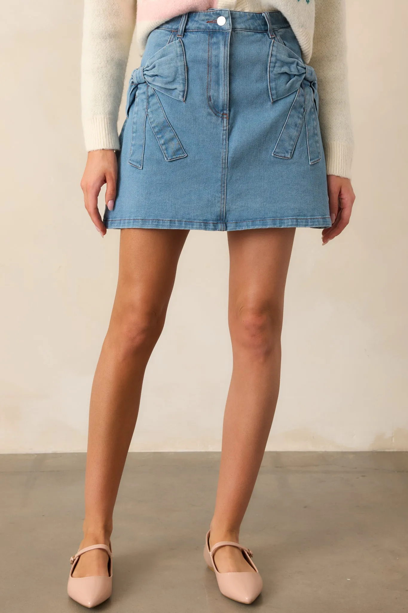 Feel The Rush Light Wash Denim Mini Skirt