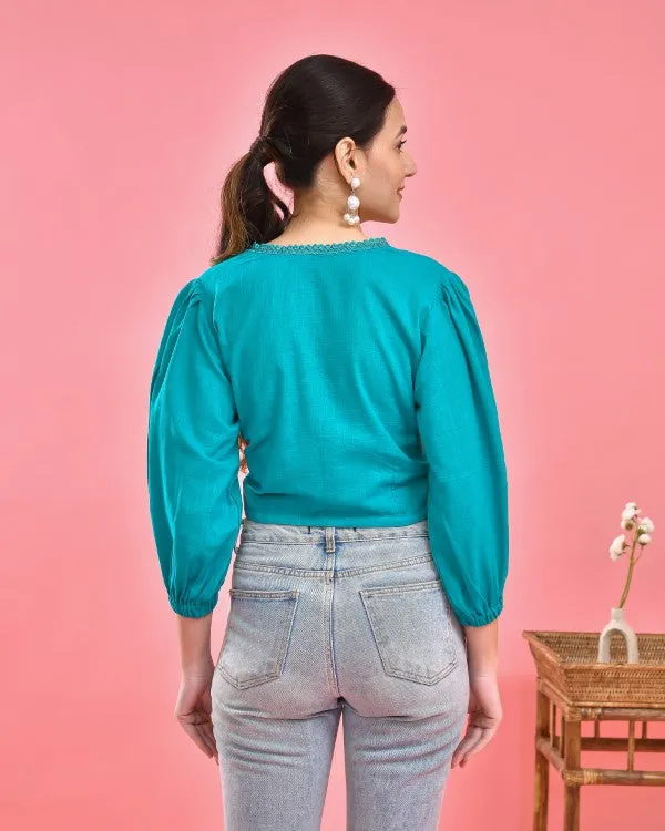 Firozi Blue Crop Top Blouse
