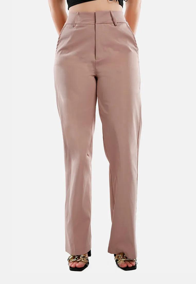 Flared Hem High Waist Pants By Ruw