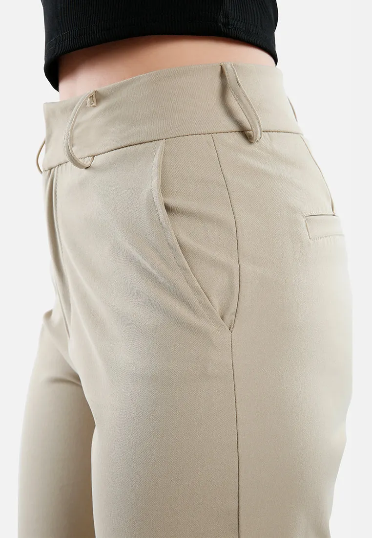 Flared Hem High Waist Pants By Ruw