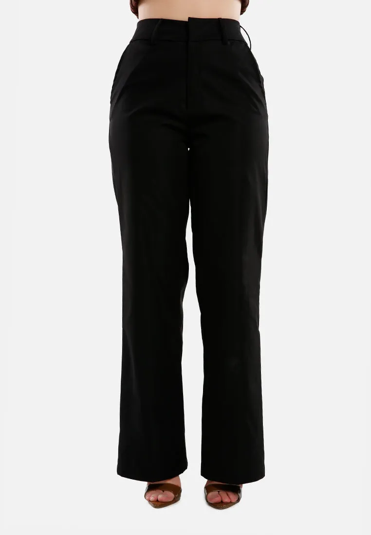 Flared Hem High Waist Pants By Ruw