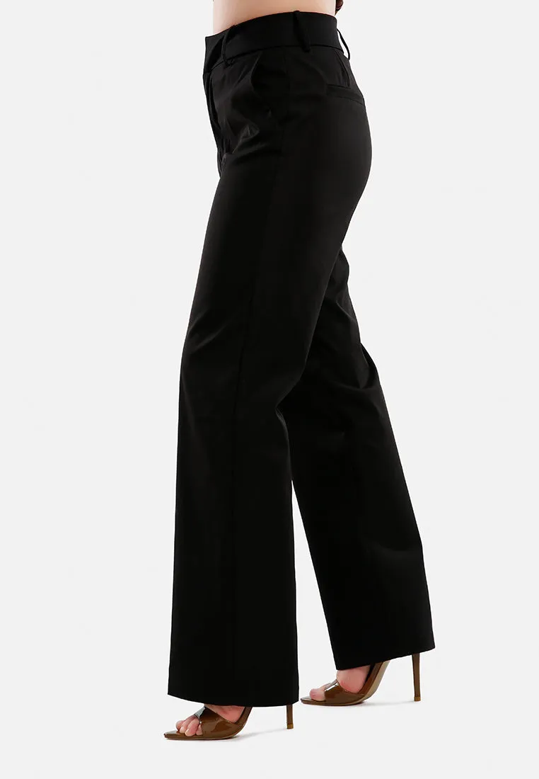Flared Hem High Waist Pants By Ruw