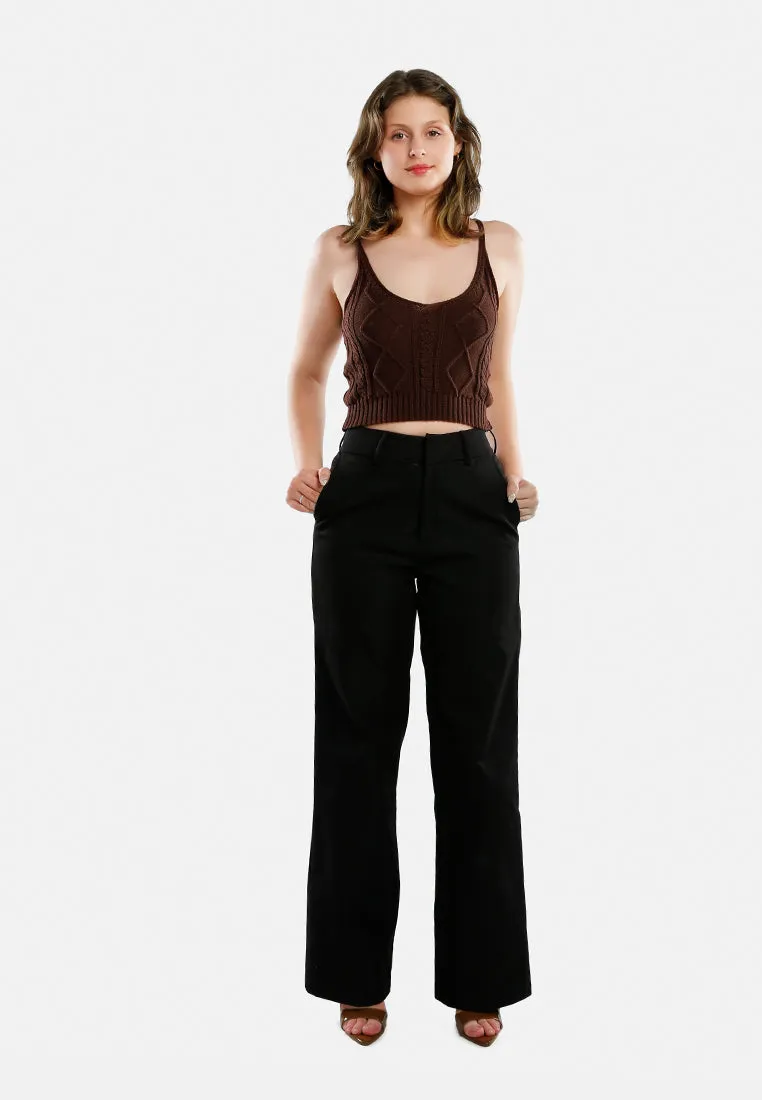 Flared Hem High Waist Pants By Ruw