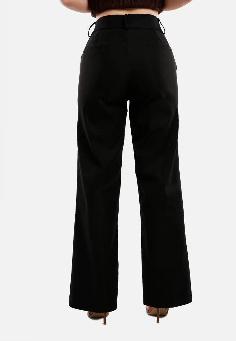 Flared Hem High Waist Pants By Ruw