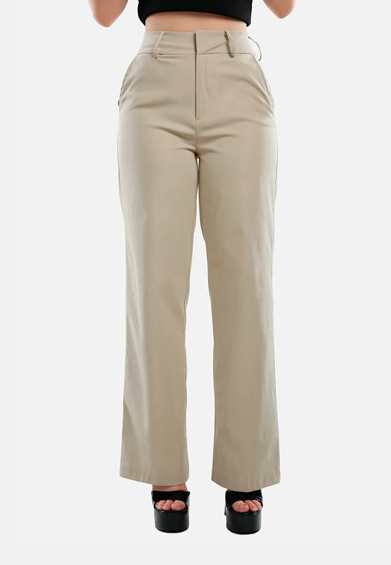 Flared Hem High Waist Pants By Ruw