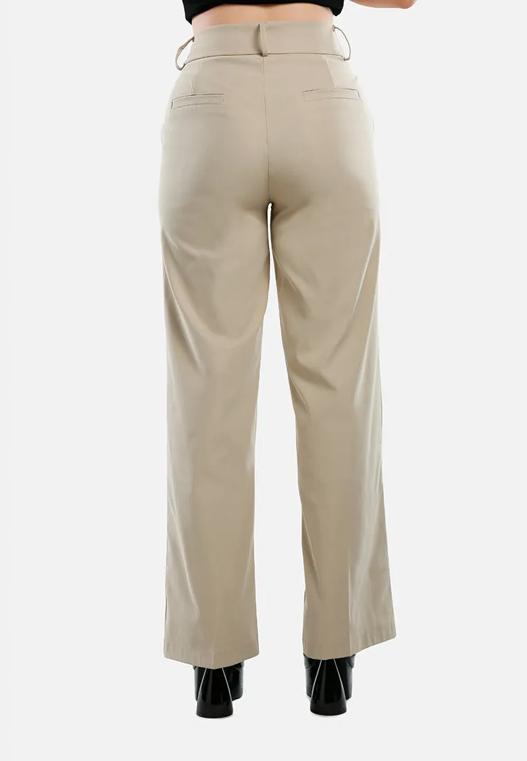 Flared Hem High Waist Pants By Ruw