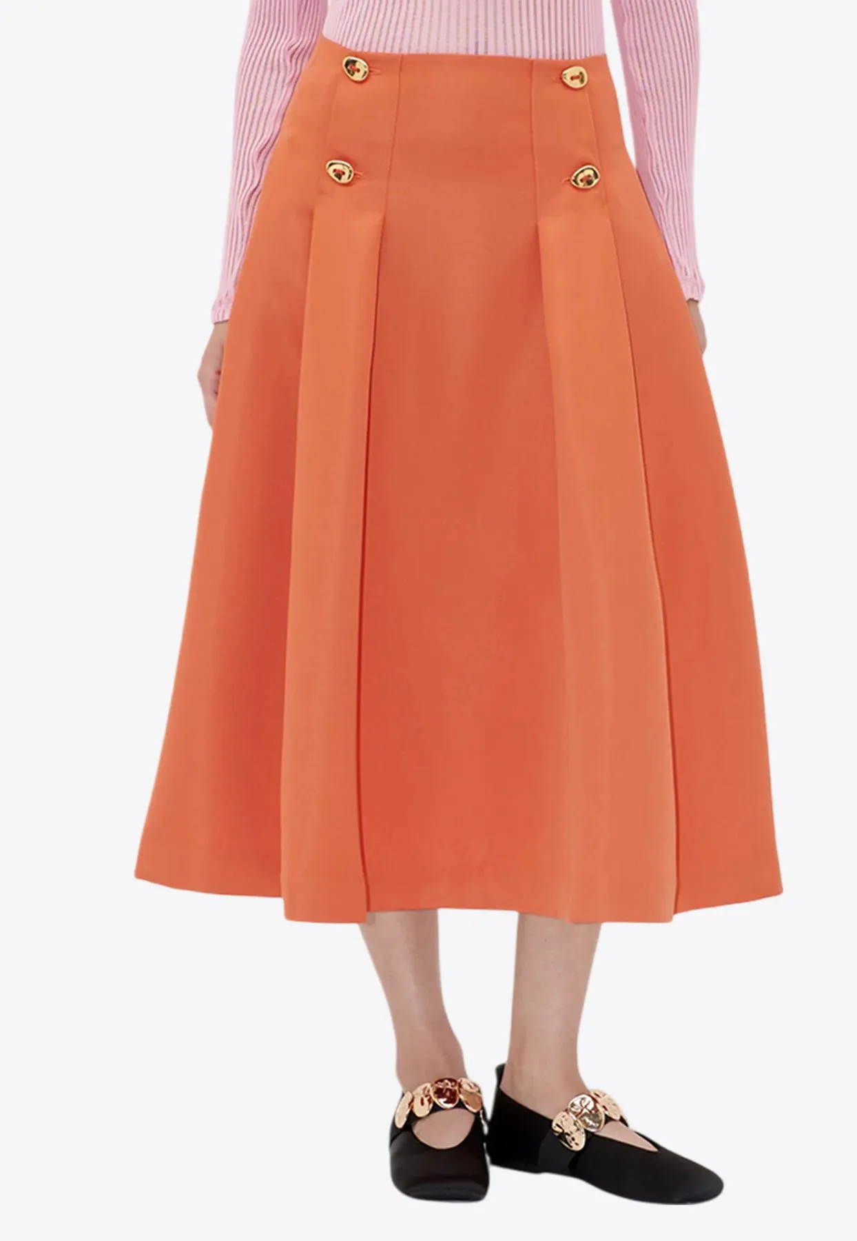 Flared Midi Skirt with Pleats