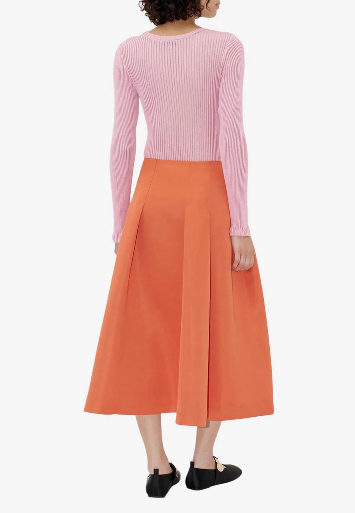 Flared Midi Skirt with Pleats