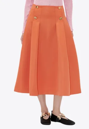 Flared Midi Skirt with Pleats