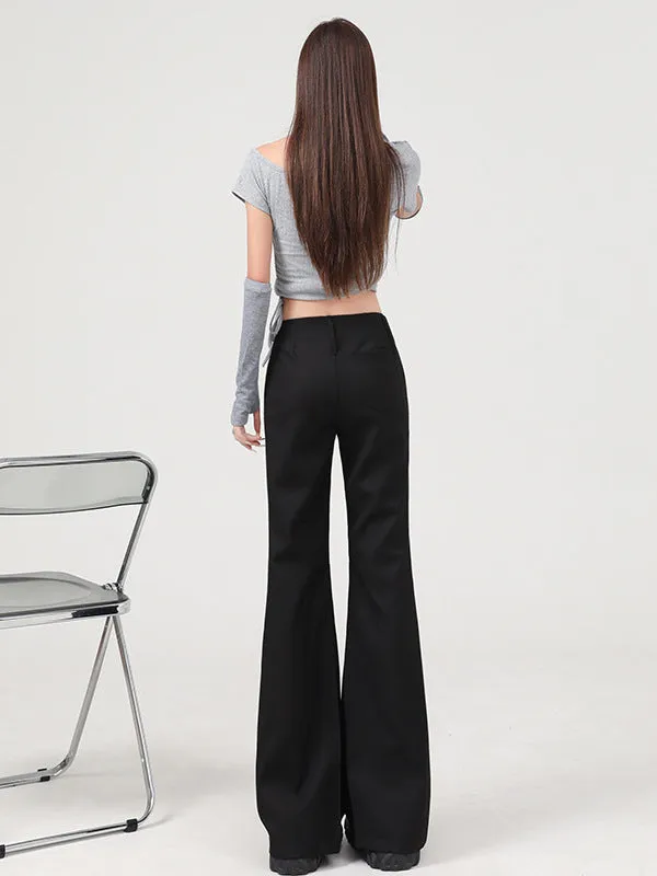 Flared Pants for Women | Y2K Low Waist Flare Trousers Slim Fit Straight Leg Dress Pants