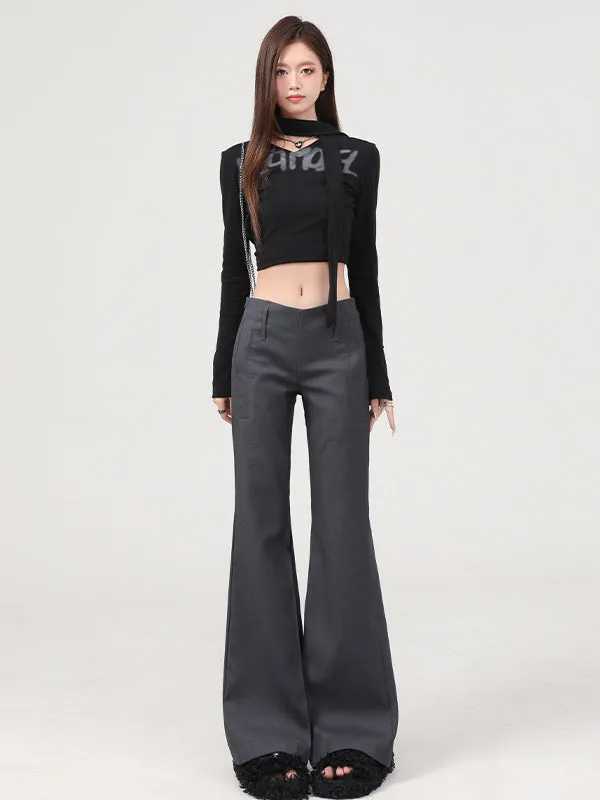 Flared Pants for Women | Y2K Low Waist Flare Trousers Slim Fit Straight Leg Dress Pants