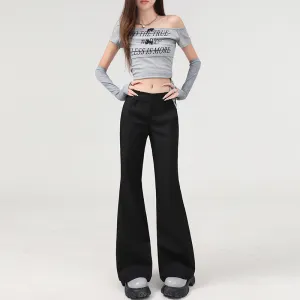 Flared Pants for Women | Y2K Low Waist Flare Trousers Slim Fit Straight Leg Dress Pants