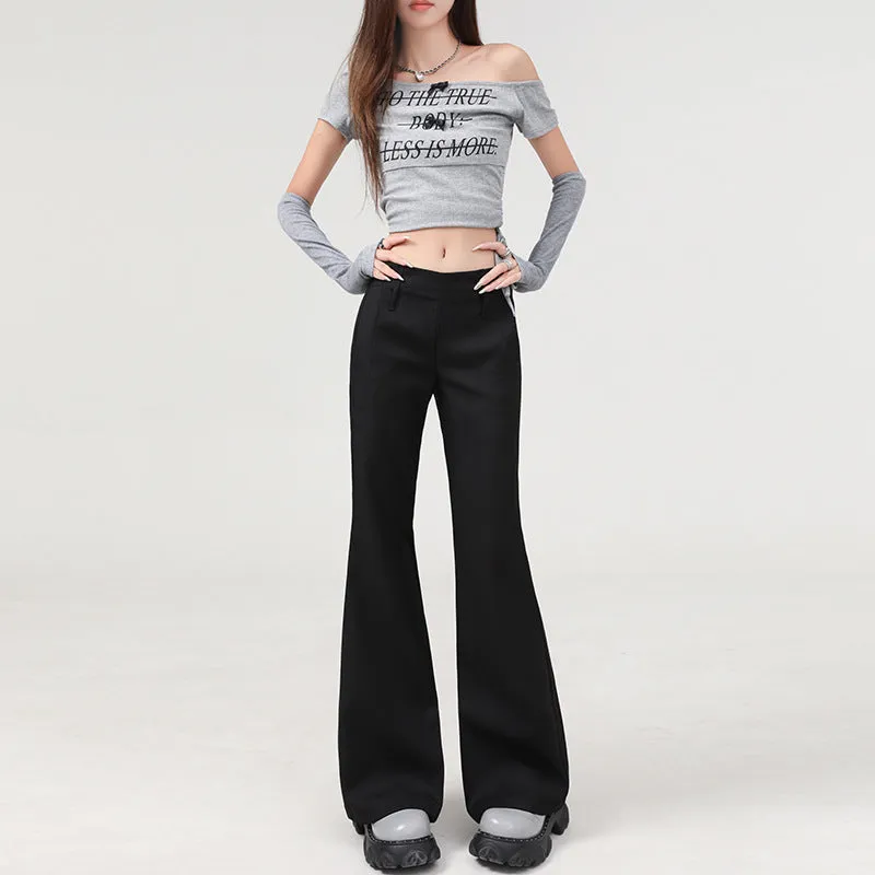 Flared Pants for Women | Y2K Low Waist Flare Trousers Slim Fit Straight Leg Dress Pants
