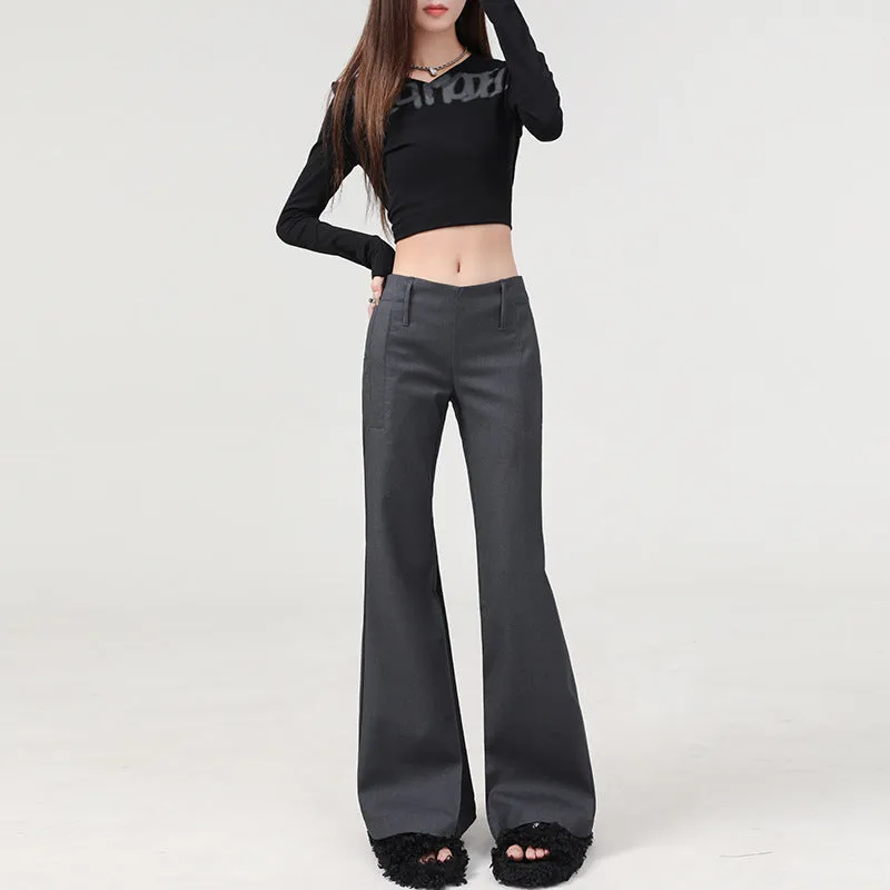 Flared Pants for Women | Y2K Low Waist Flare Trousers Slim Fit Straight Leg Dress Pants