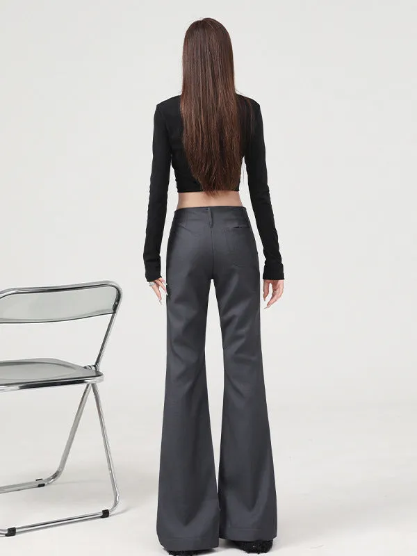 Flared Pants for Women | Y2K Low Waist Flare Trousers Slim Fit Straight Leg Dress Pants