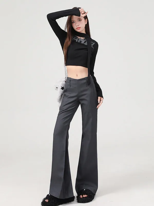 Flared Pants for Women | Y2K Low Waist Flare Trousers Slim Fit Straight Leg Dress Pants