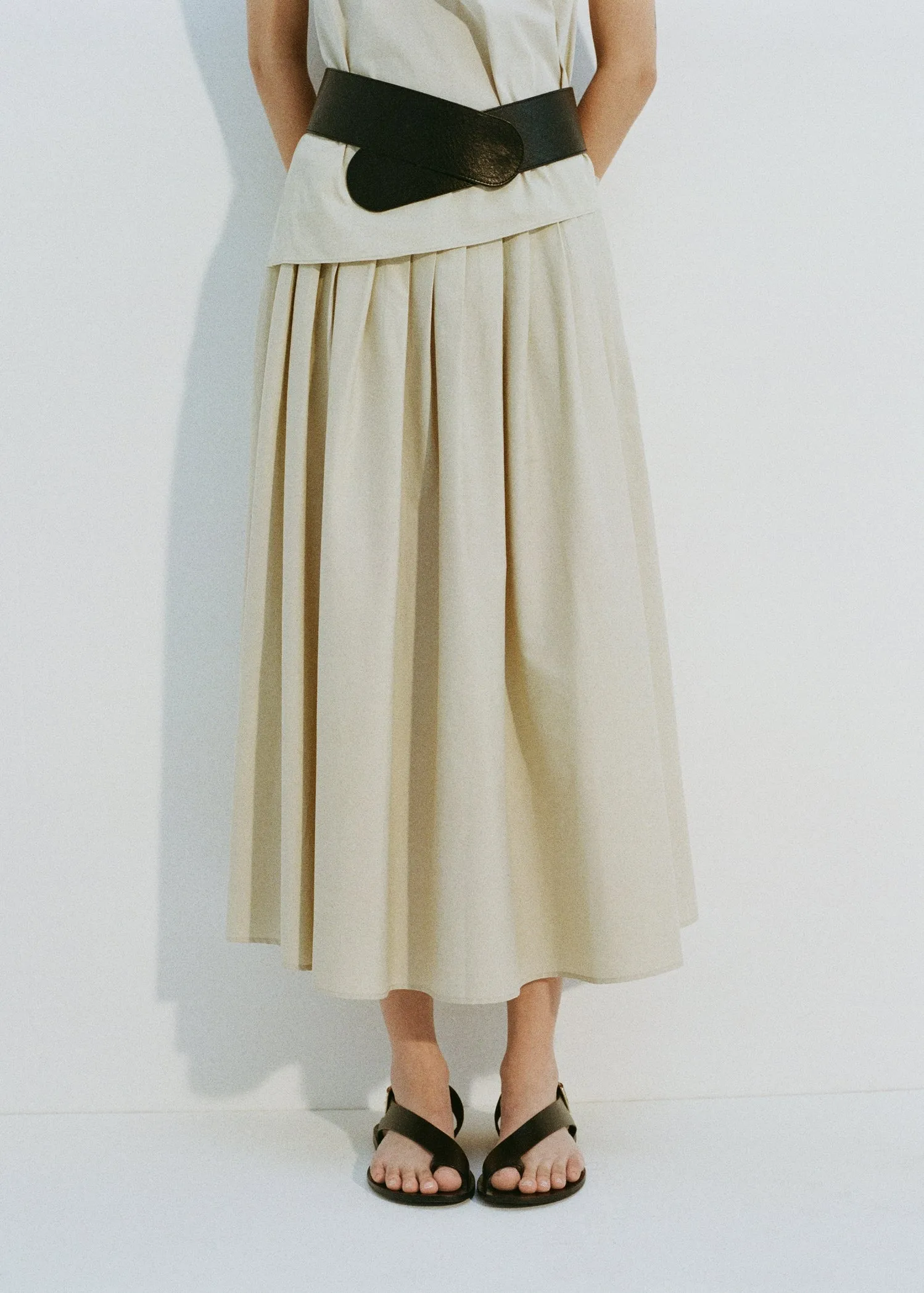 Flared skirt with pleated detail
