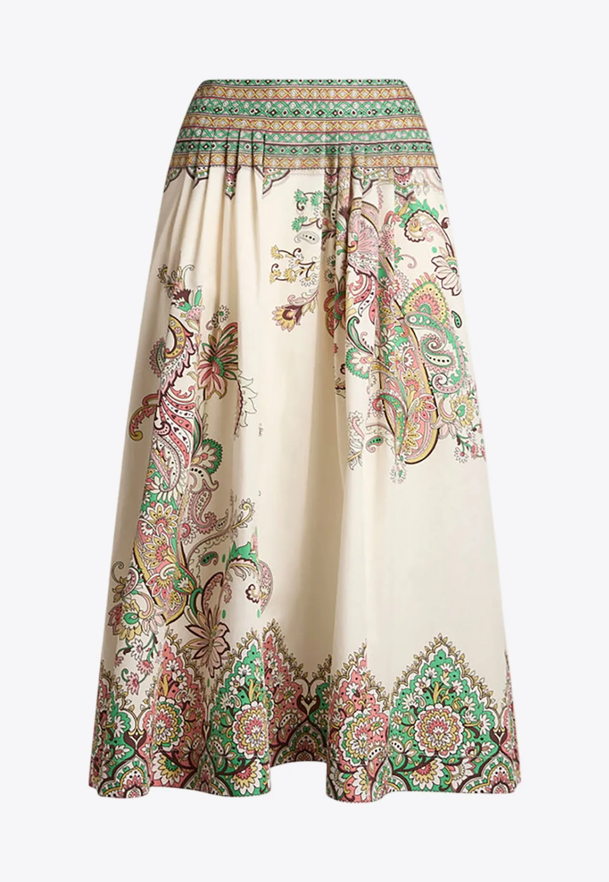 Floral Paisley Print Midi Skirt