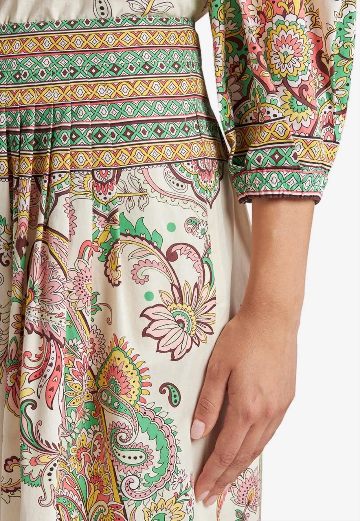 Floral Paisley Print Midi Skirt