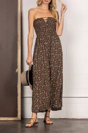 Floral Print Bandeau Maxi Dress