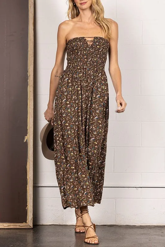 Floral Print Bandeau Maxi Dress