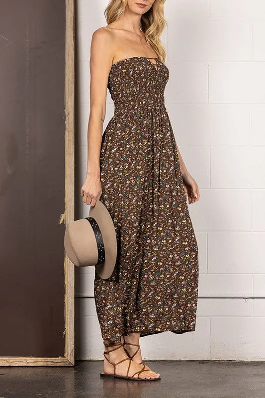 Floral Print Bandeau Maxi Dress