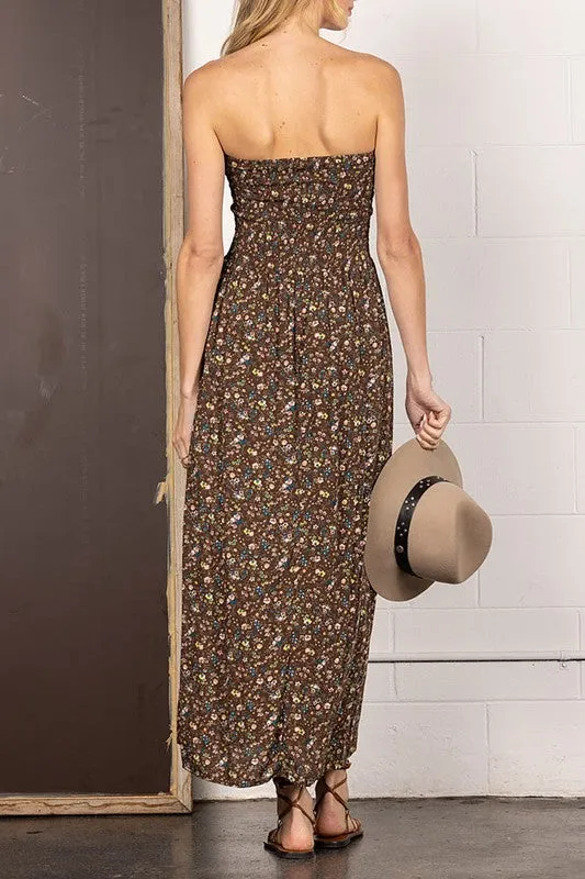 Floral Print Bandeau Maxi Dress