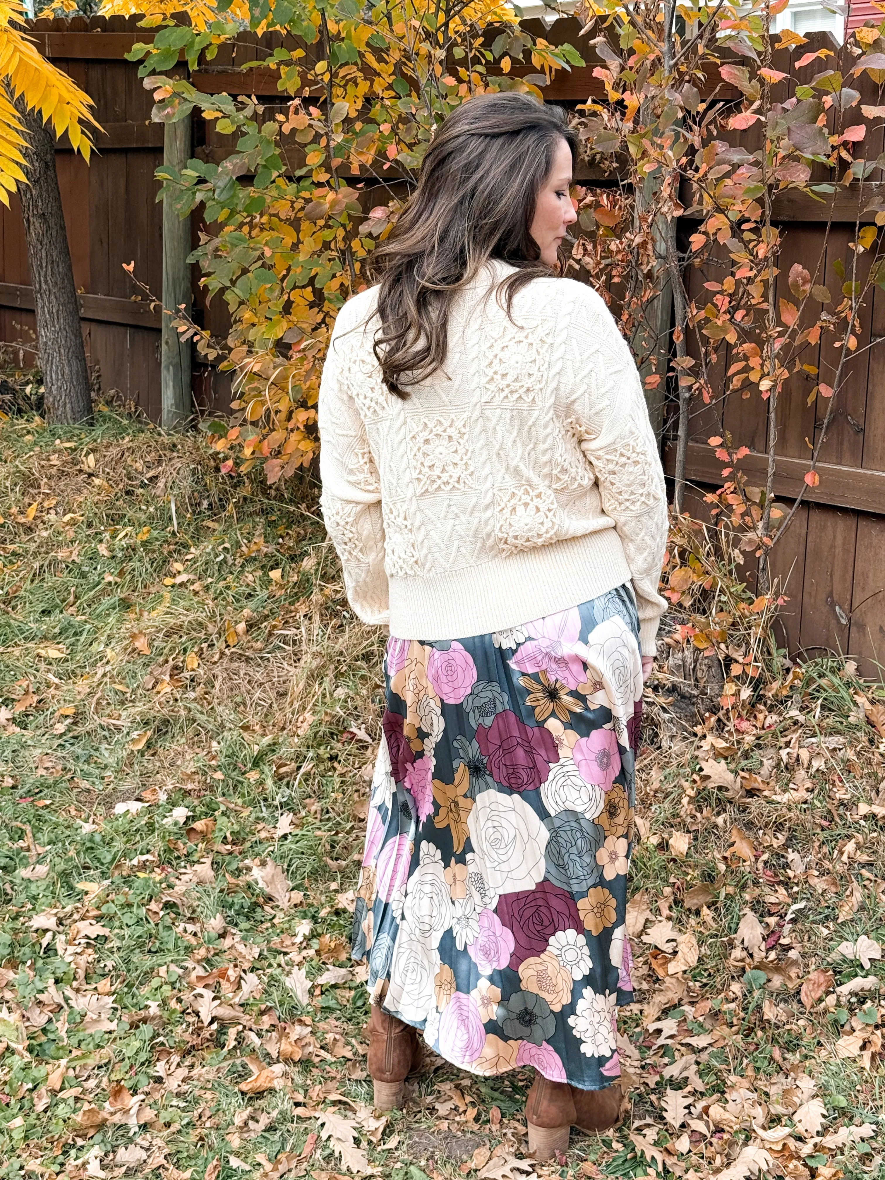 Floral Print Pleated Maxi Skirt